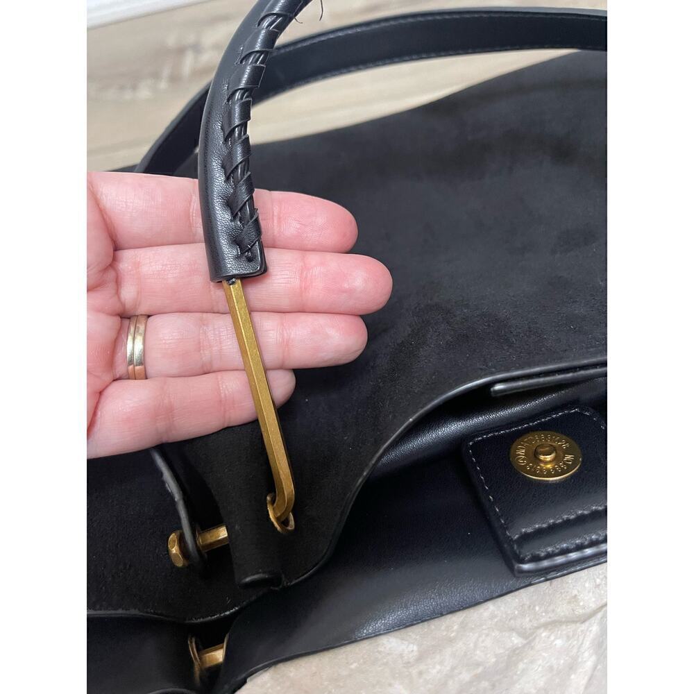 NWT House of Harlow 1960 Black Suede Luxe Satchel & Wristlet - Picture 6 of 11